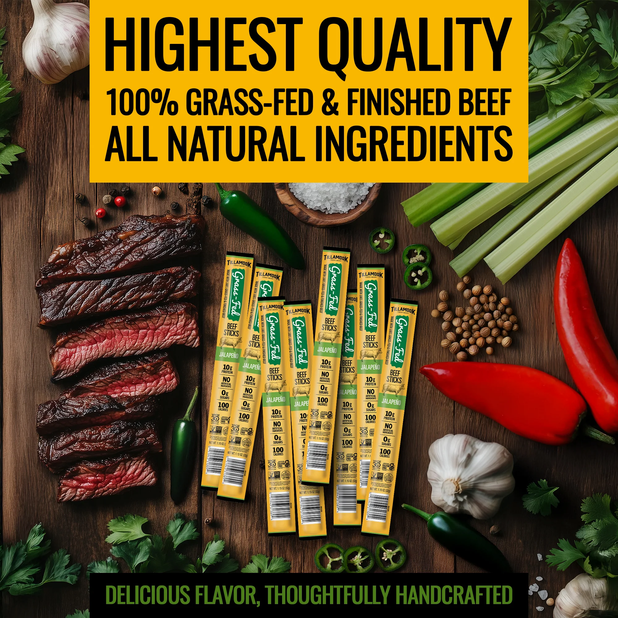 Zero Sugar Meat Sticks | Grass-Fed Jalapeno Multipack - Image 4