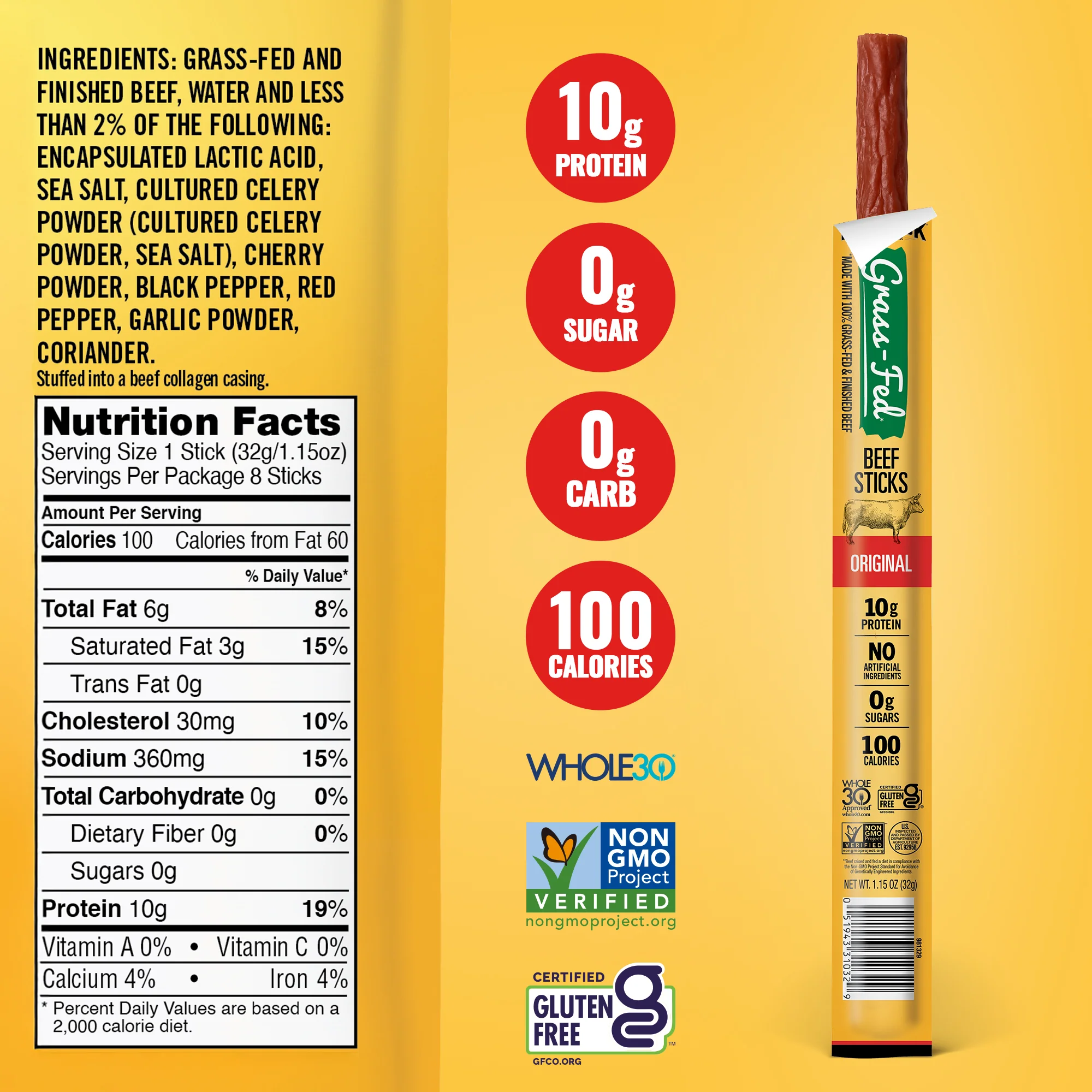 Zero Sugar Meat Sticks | Grass-Fed Original Multipack - Image 5
